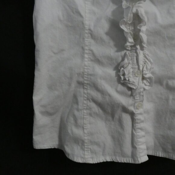 Unbranded | P2P 15.5 inches measured | Elegant White V-Neck Ruffled Blouse - Picture 6 of 13